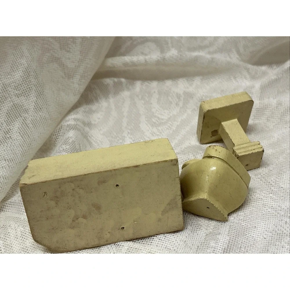 Vintage 1940s Doll House Furniture Yellow Wooden Bathtub, Sink and Toilet‎ 1:16
